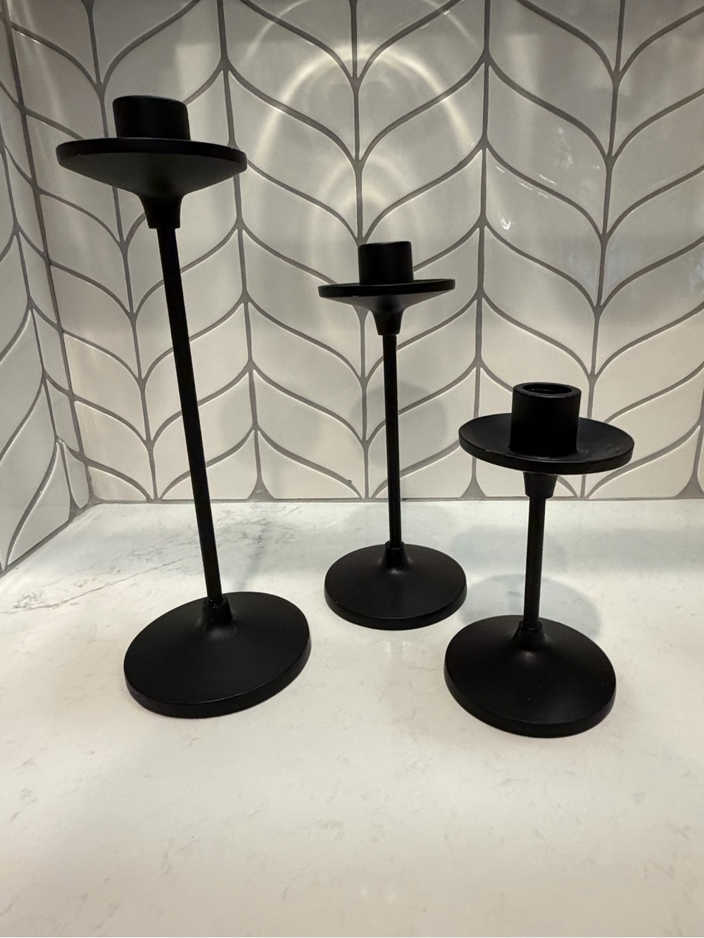 Black Metal Taper Candle Holders - Set of 3